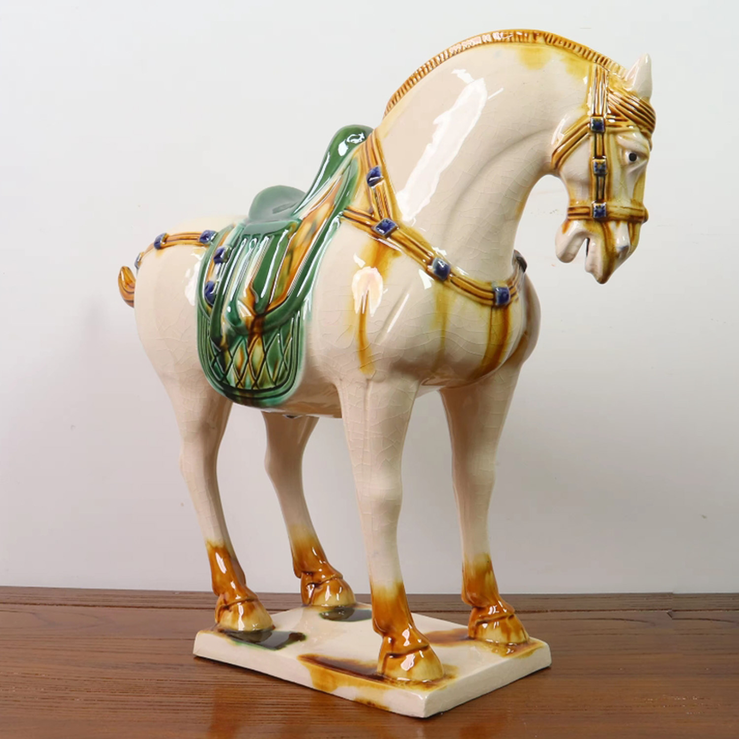 Large Tang Dynasty Tangsancai Glazed Ceramic Horse Statue Inory 11in 1