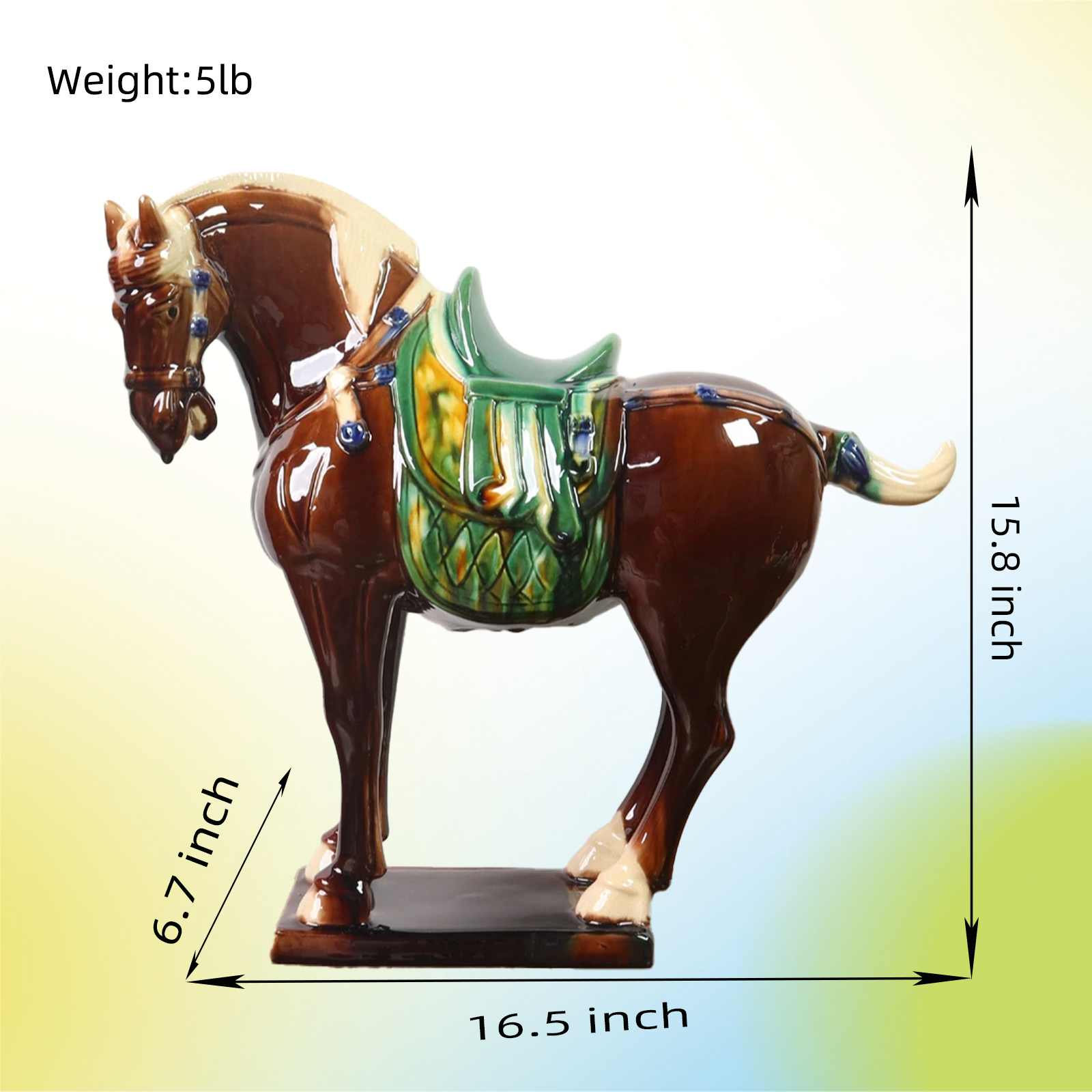 Large Tang Dynasty Tangsancai Glazed Ceramic Horse Statue Inory 11in 1