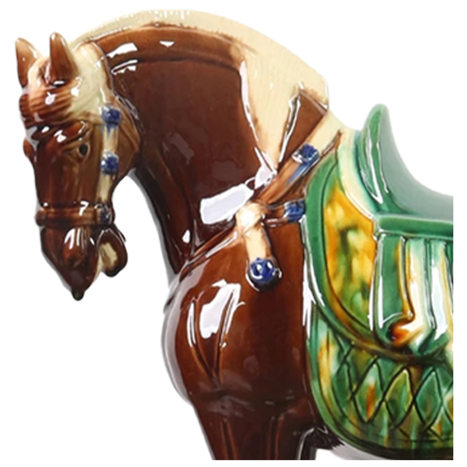 Large Tang Dynasty Tangsancai Glazed Ceramic Horse Statue Inory 11in 4