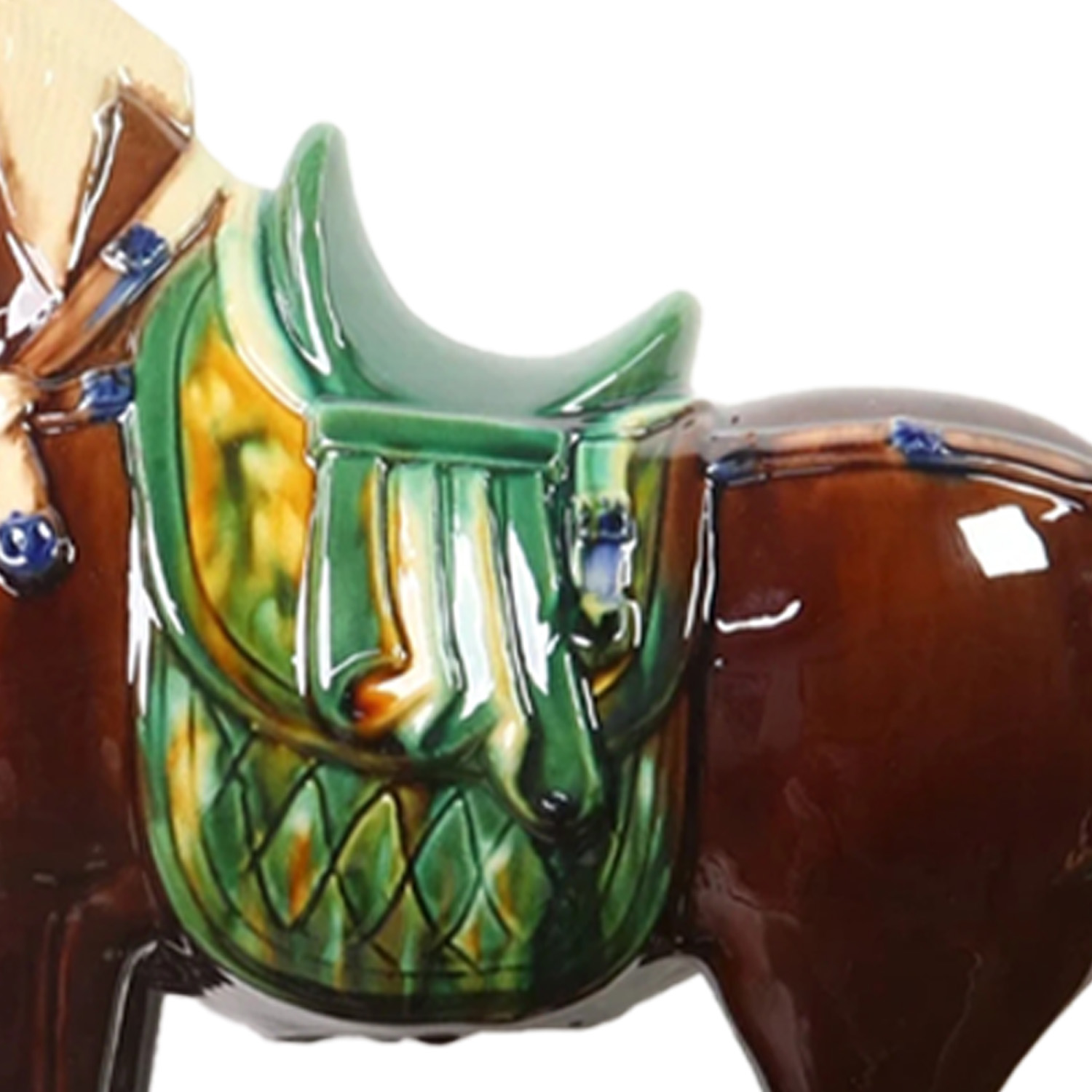 Large Tang Dynasty Tangsancai Glazed Ceramic Horse Statue Inory 11in 5