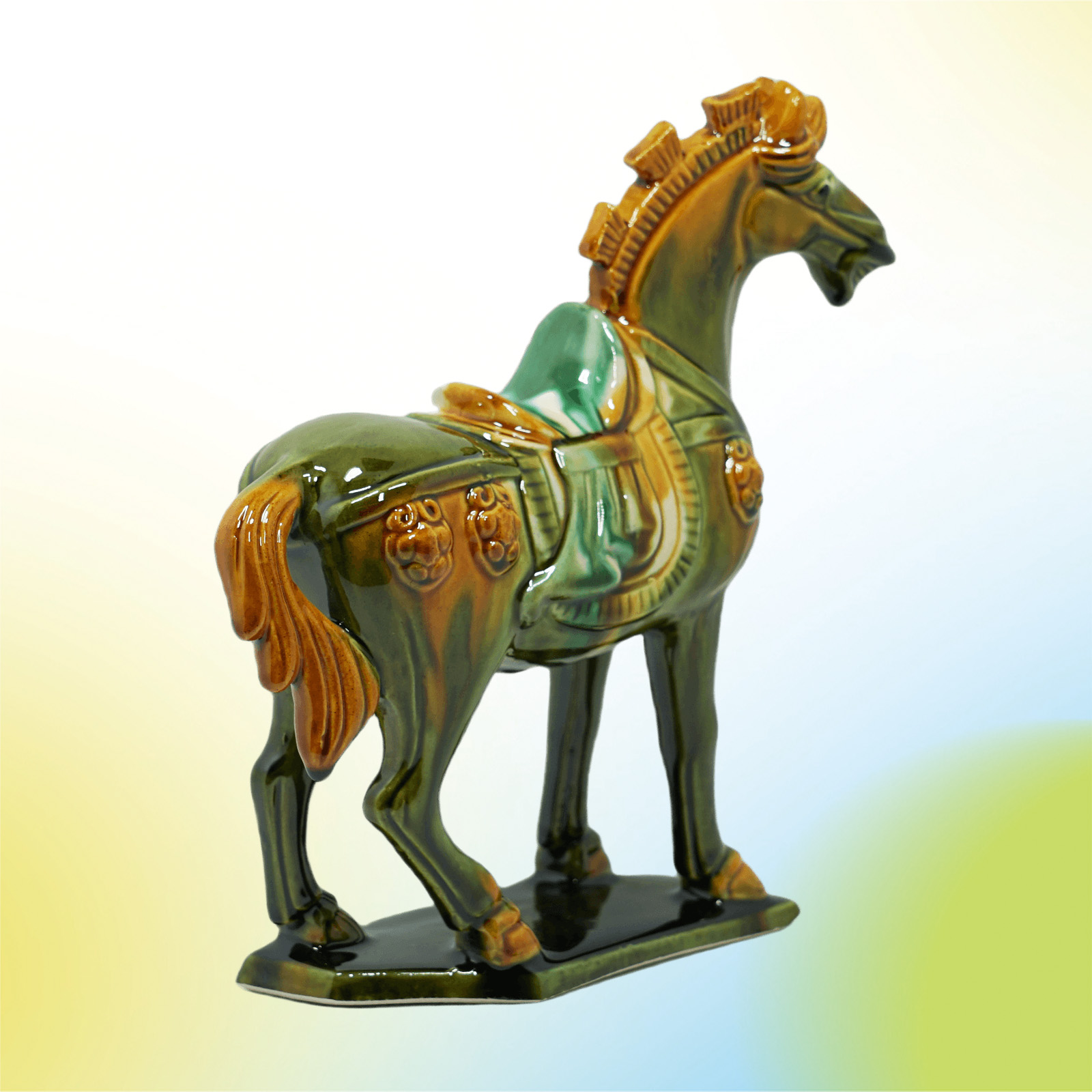 19cm Grass Green Handmade -Tang Dynasty Tri-Color Horse Sculpture 5