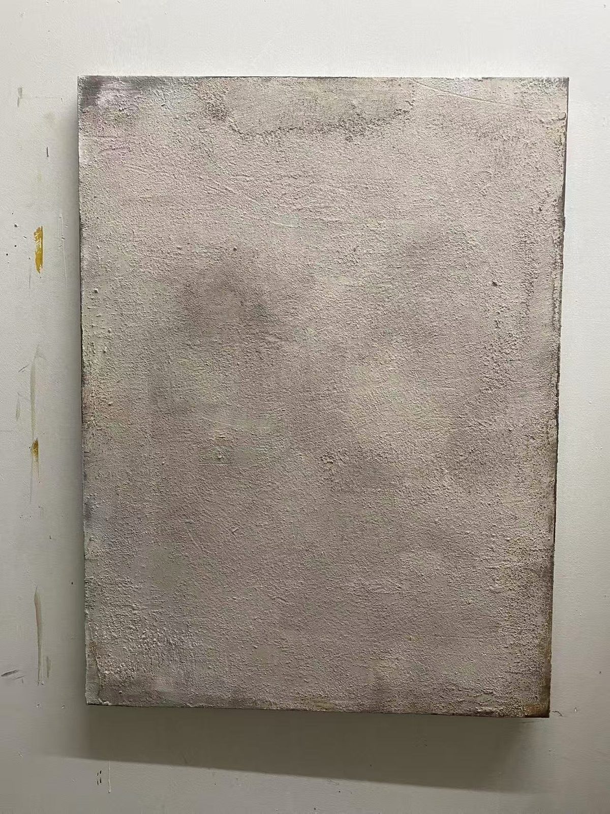 Ash Field I — Mineral pigment, marble dust and ash with mixed media on linen panel