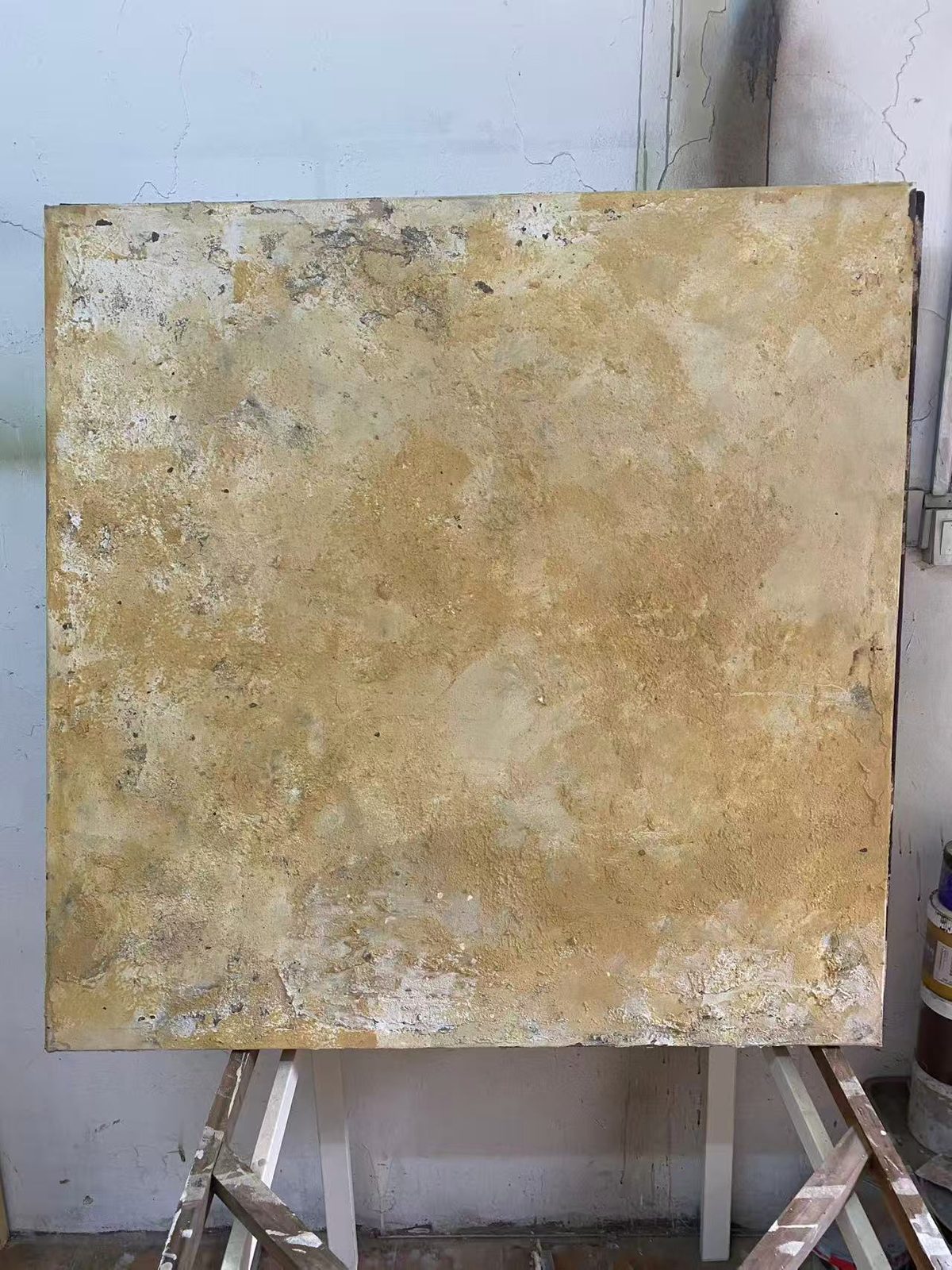 Ochre Field — Mineral pigment, marble dust and ash with mixed media on linen panel