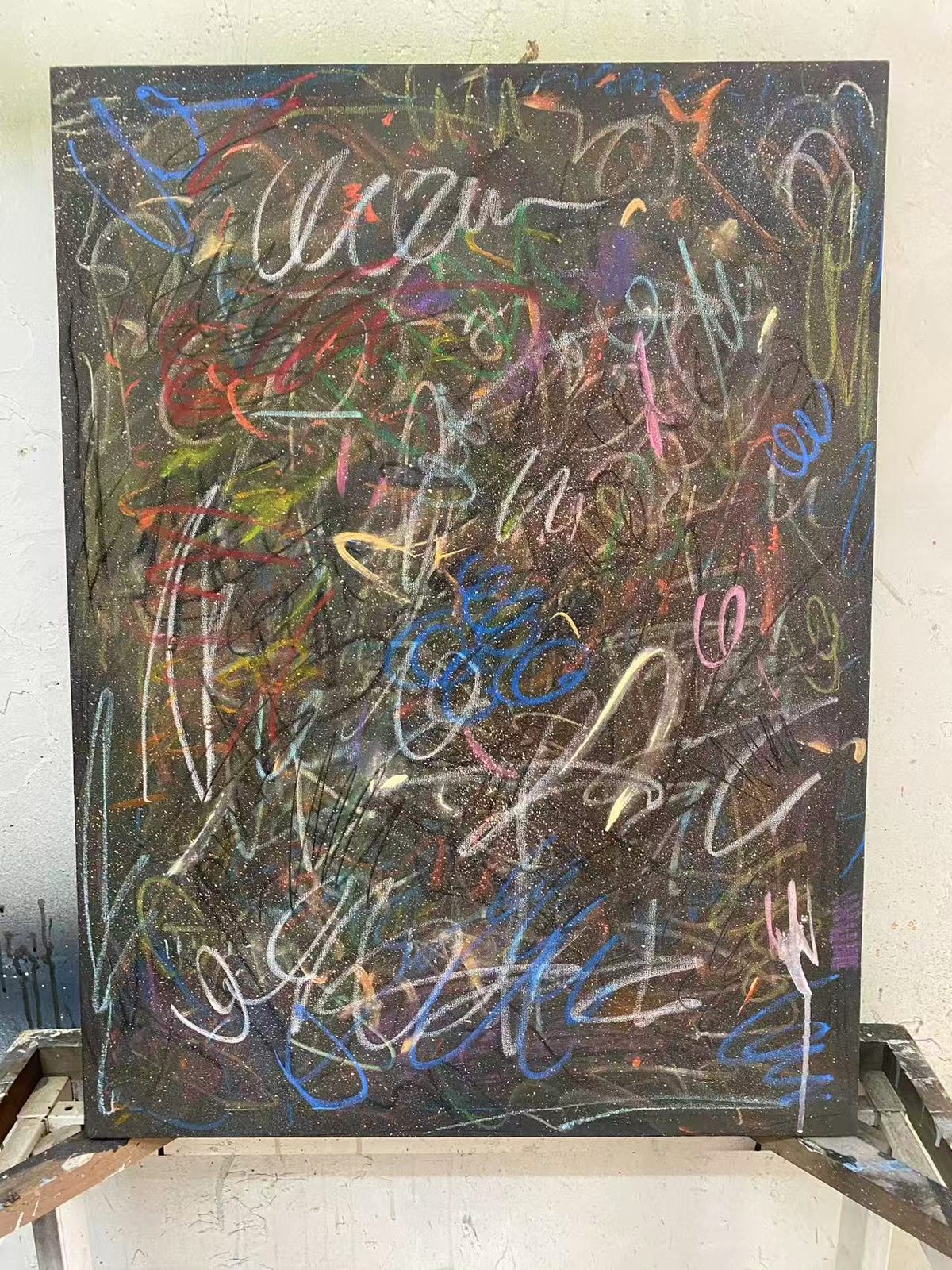 Script No. 4 — Oil stick, wax crayon and mineral pigment on panel