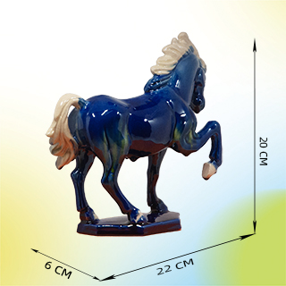 Blue Ceramic Horse Sculpture -8 inch 2