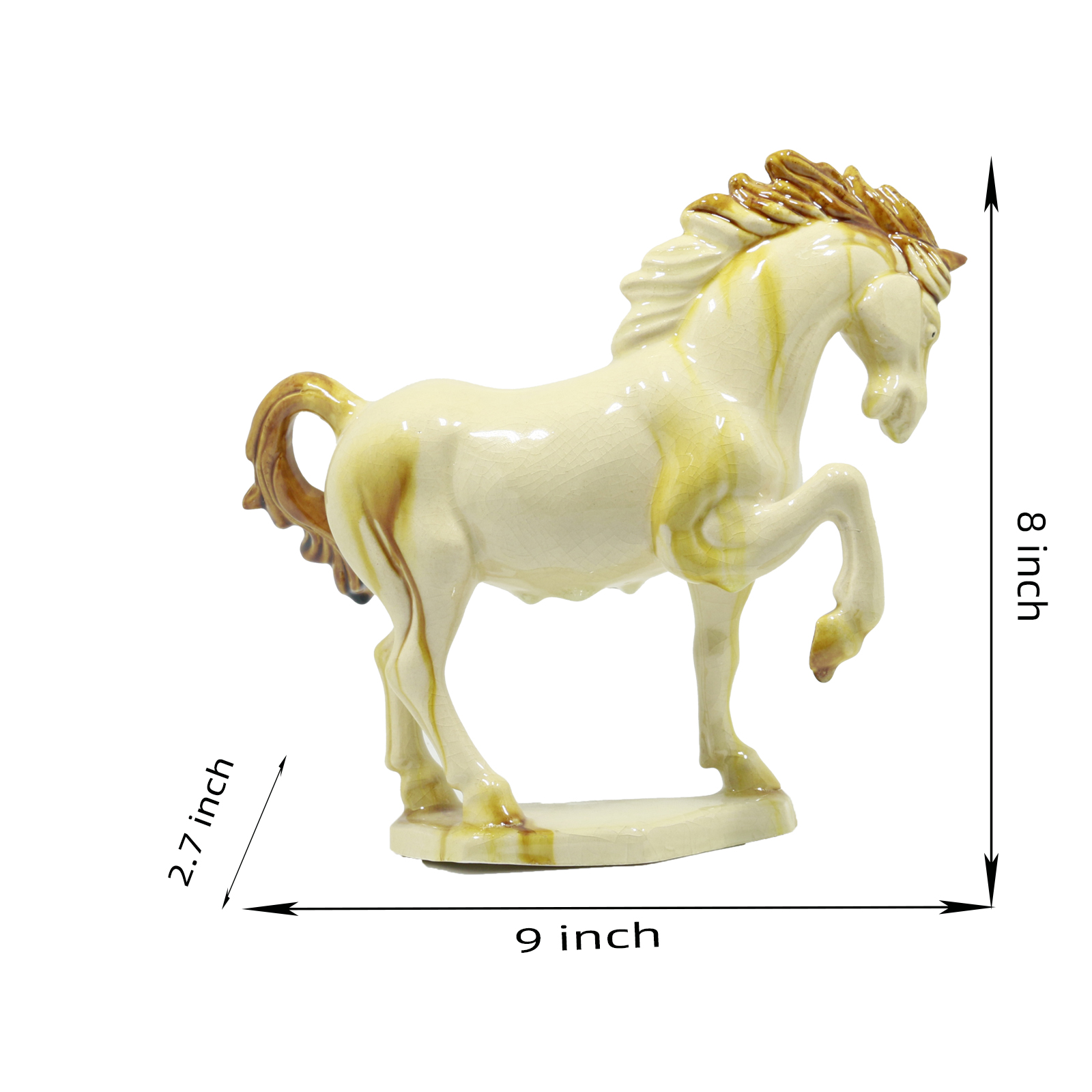 Ivory Ceramic Horse Sculpture -8 inch 3