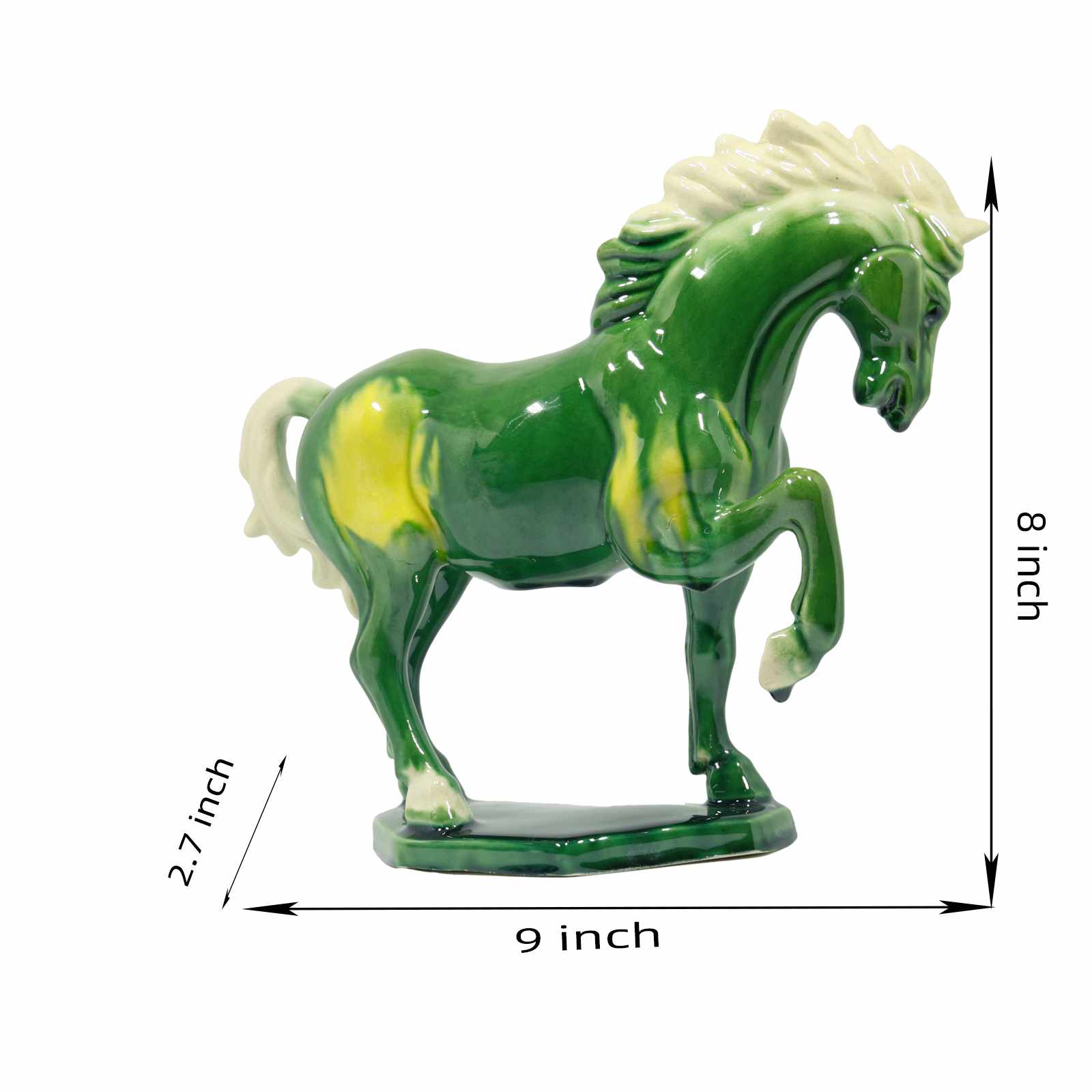 Green Ceramic Horse Sculpture -8 inch 3