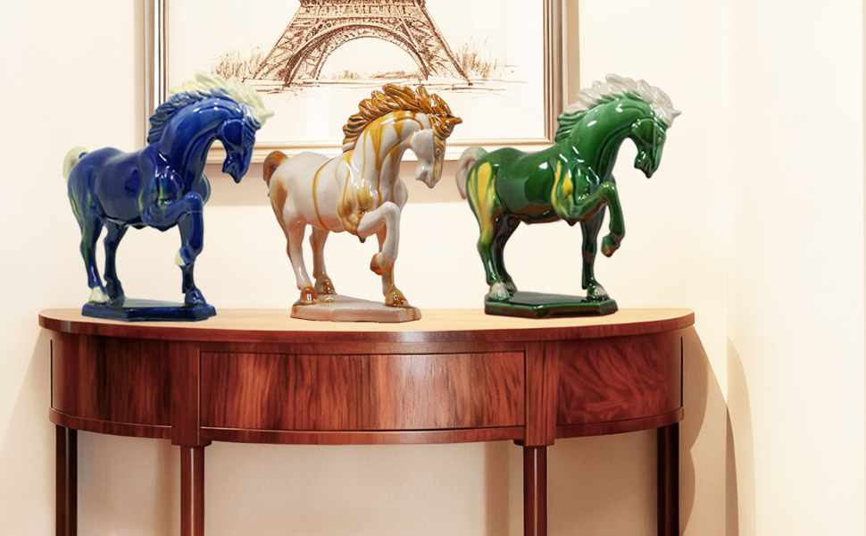 Green Ceramic Horse Sculpture -8 inch 7