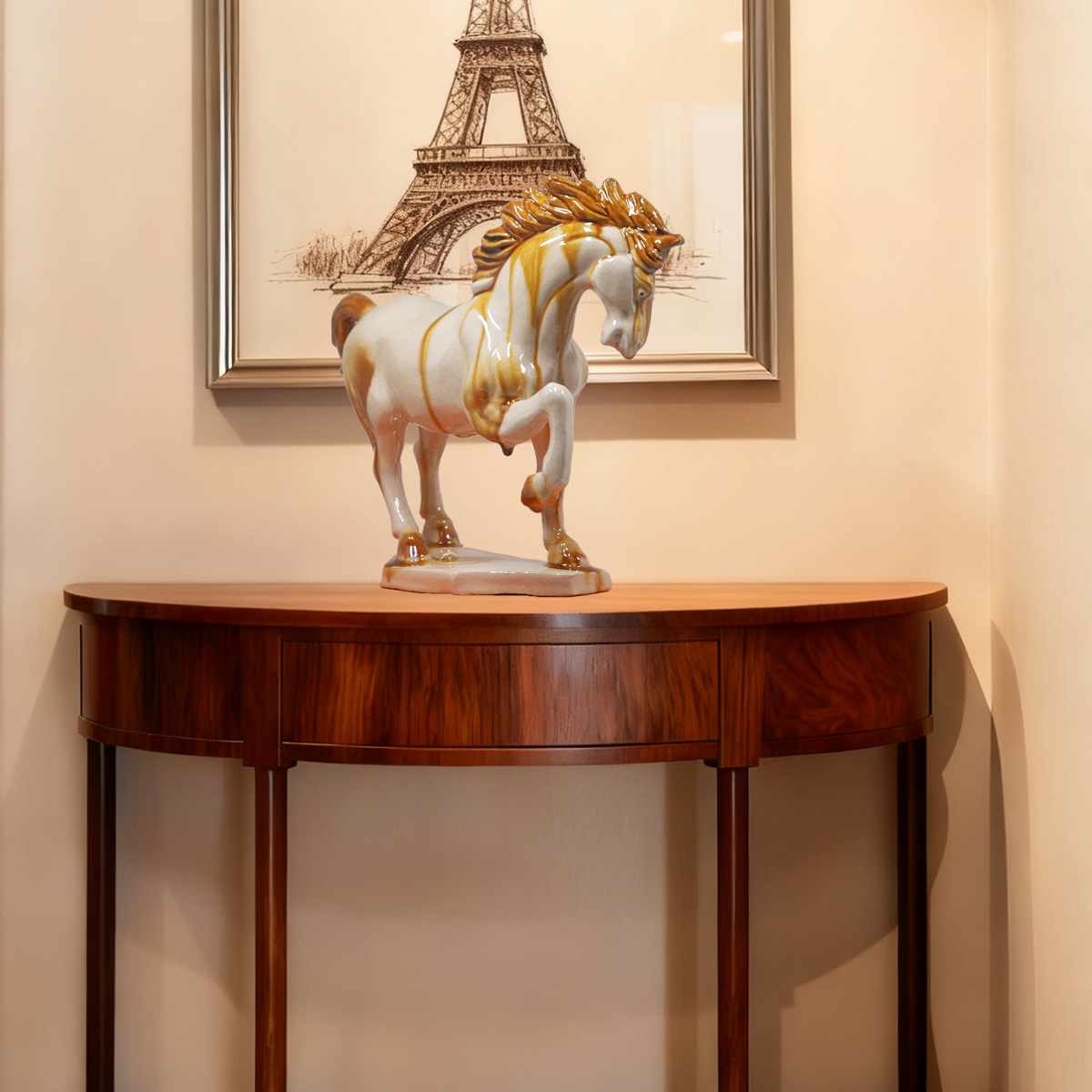 Ivory Ceramic Horse Sculpture -8 inch 7