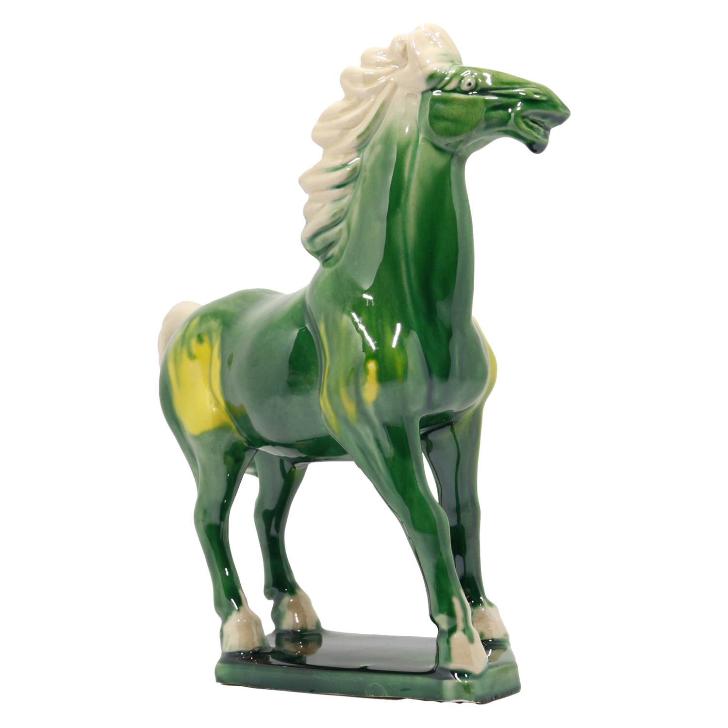 Green 9" Handmade Chinese Ceramic Horse Sculpture - 9 Inch Tang Dynasty Tri-Color Porcelain Figurine, Museum Quality Home Office Desk Decor, Authentic Cultural Art Piece - Symbol of Strength & Success 2