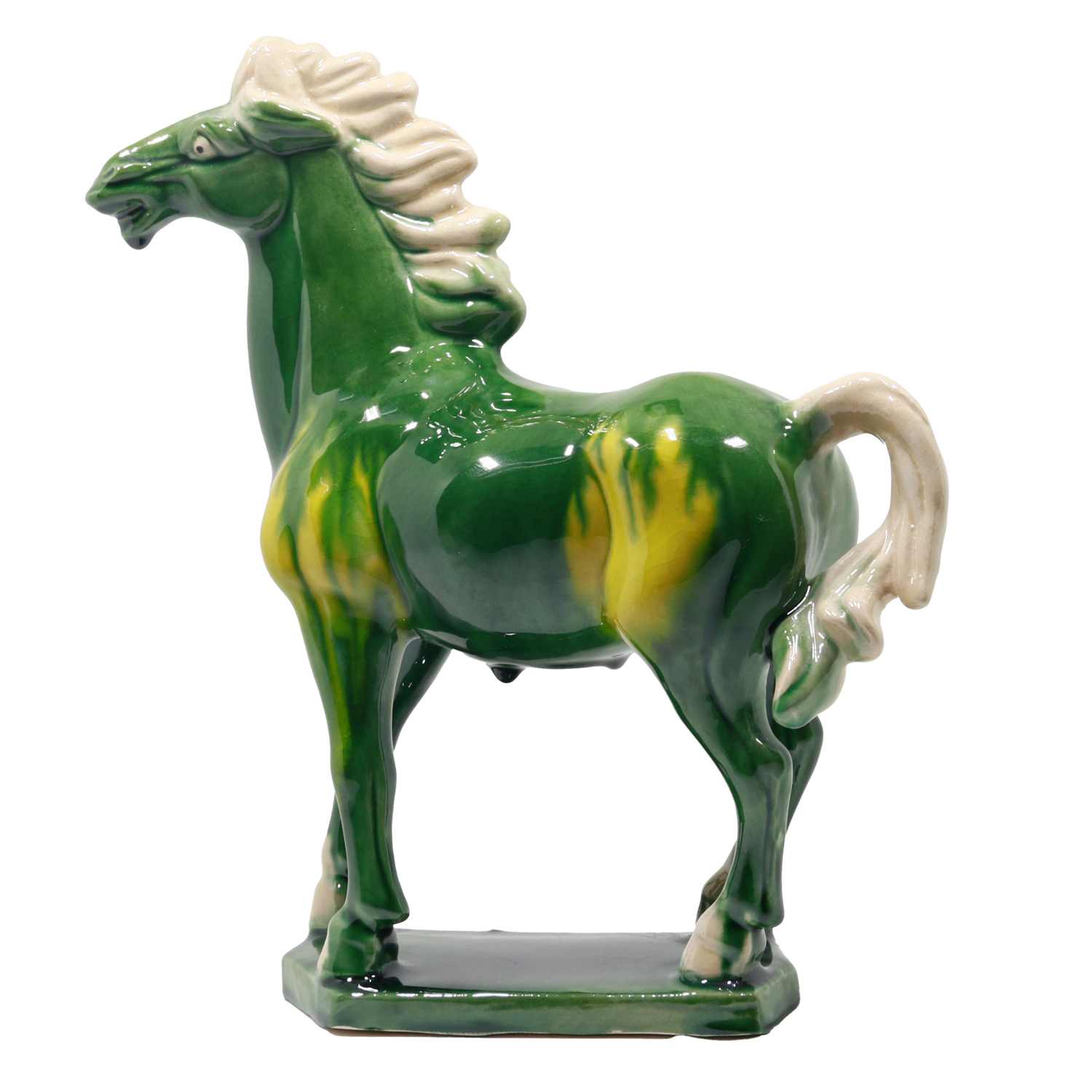 Green 9" Handmade Chinese Ceramic Horse Sculpture - 9 Inch Tang Dynasty Tri-Color Porcelain Figurine, Museum Quality Home Office Desk Decor, Authentic Cultural Art Piece - Symbol of Strength & Success 4