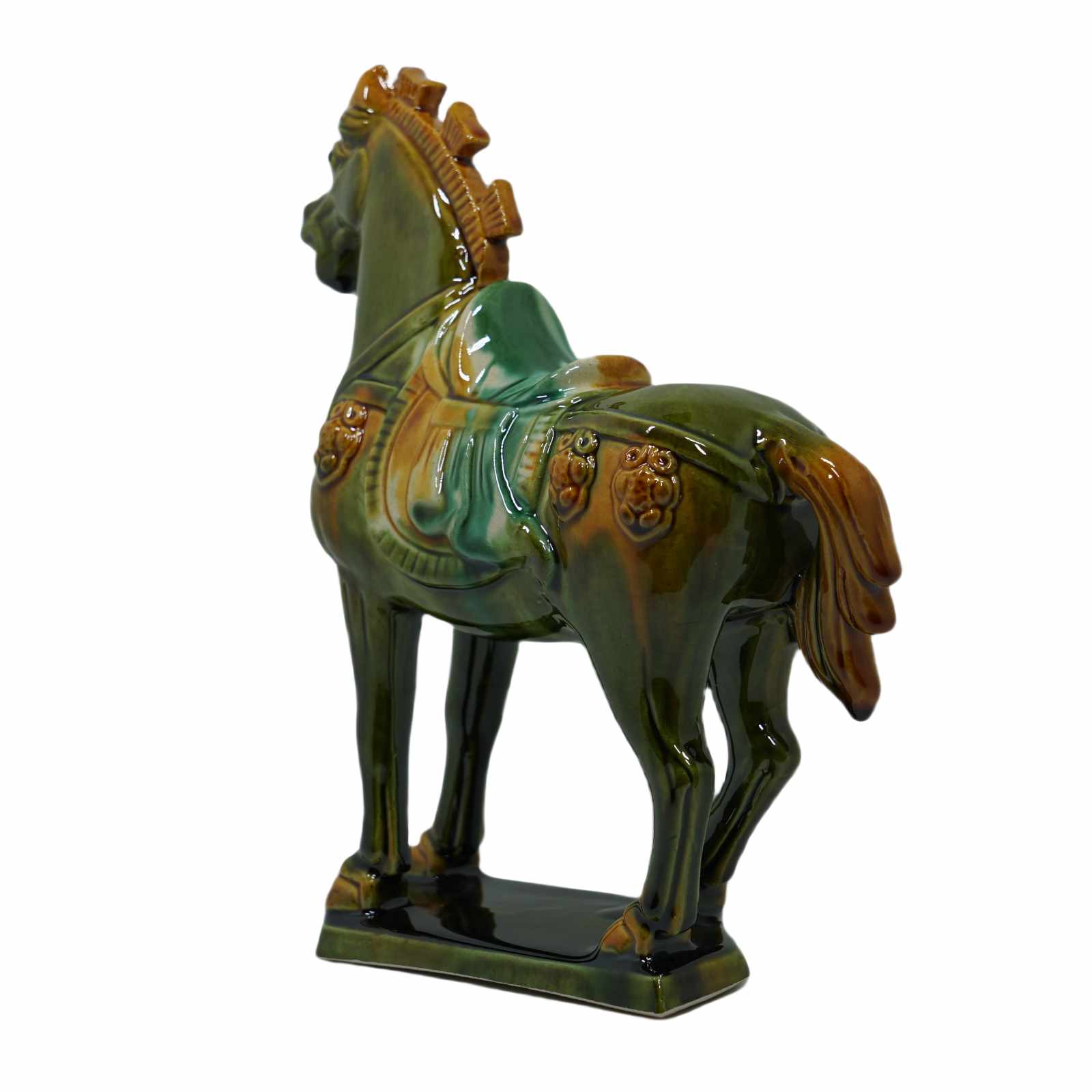 19cm Grass Green Handmade -Tang Dynasty Tri-Color Horse Sculpture 3