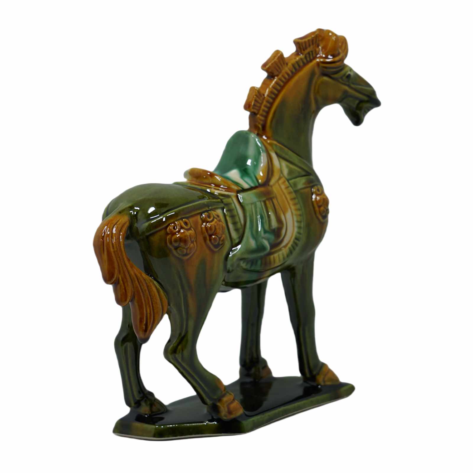 19cm Grass Green Handmade -Tang Dynasty Tri-Color Horse Sculpture 4