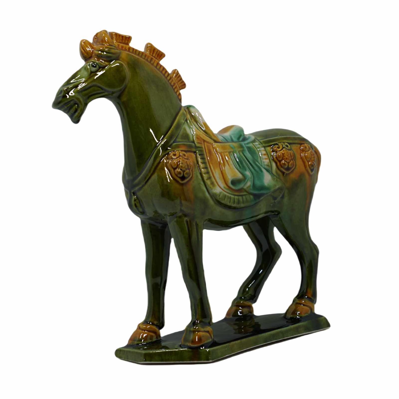 19cm Grass Green Handmade -Tang Dynasty Tri-Color Horse Sculpture 5