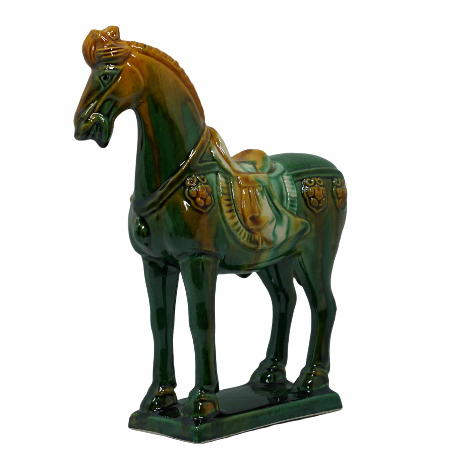 19cm Green Handmade -Tang Dynasty Tri-Color Horse Sculpture 3