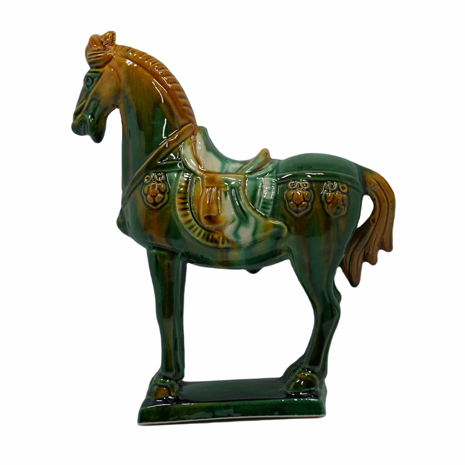 19cm Green Handmade -Tang Dynasty Tri-Color Horse Sculpture 2