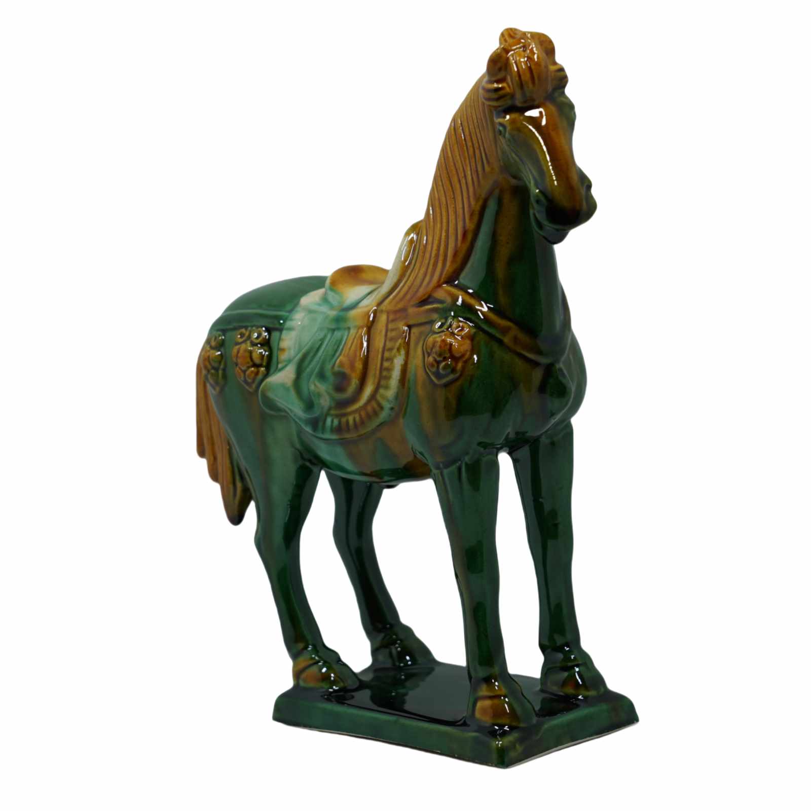 19cm Green Handmade -Tang Dynasty Tri-Color Horse Sculpture 1