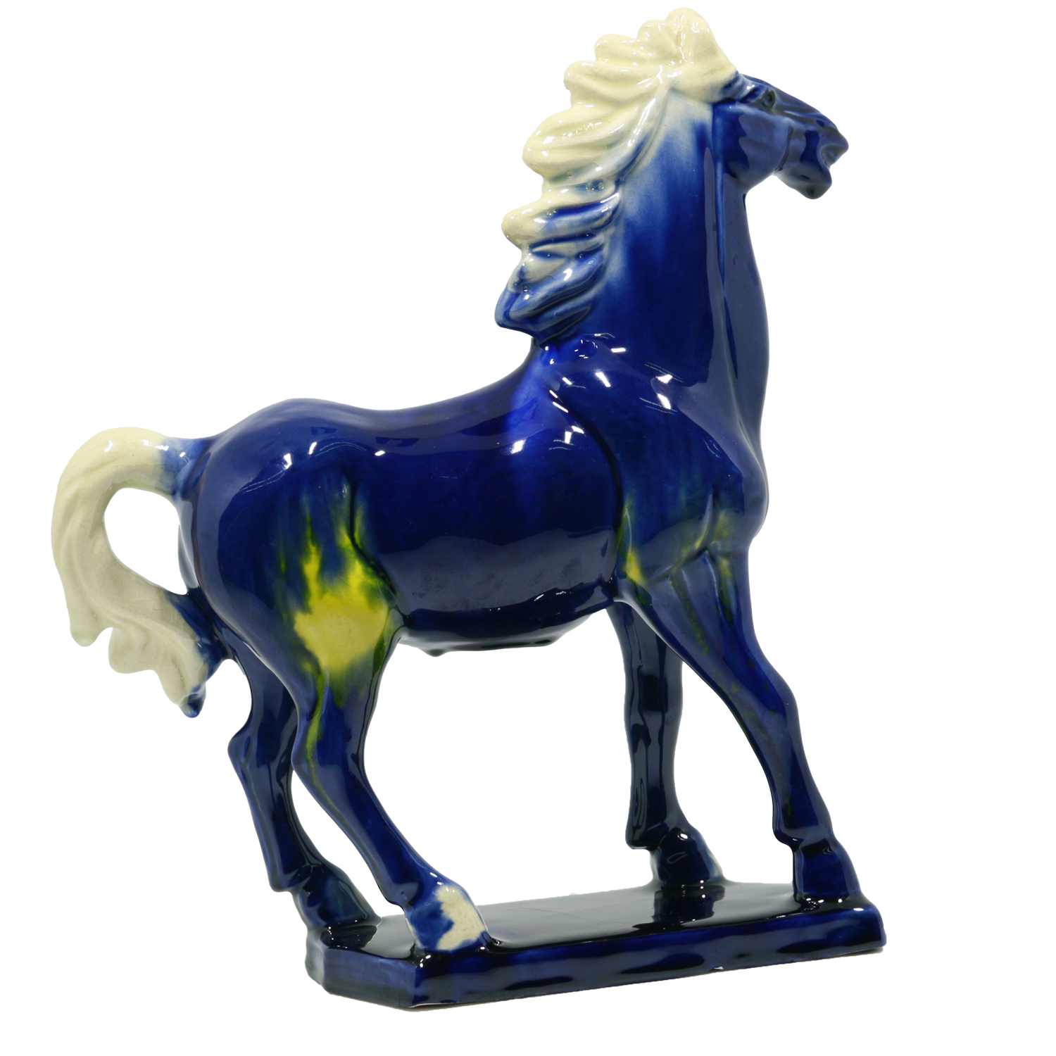 Blue 9 Handmade Chinese Ceramic Horse Sculpture - 9 Inch Tang Dynasty Tri-Color Porcelain Figurine, Museum Quality Home Office Desk Decor, Authentic Cultural Art Piece - Symbol of Strength & Success 2